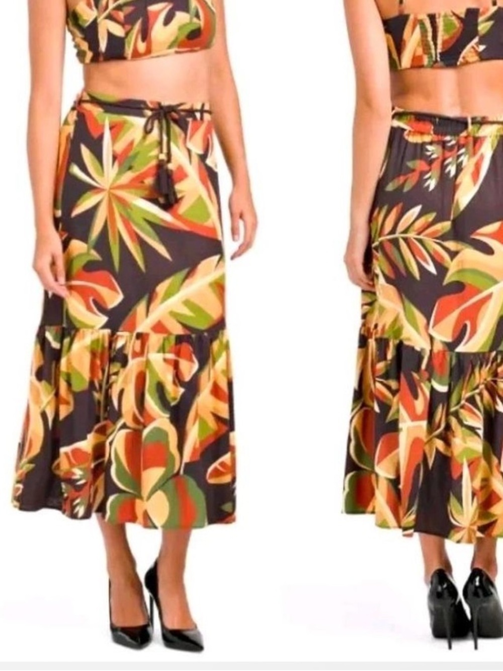 House of Harlow 1960 Tropical Maxi linen skirt size small: Resort bohemian